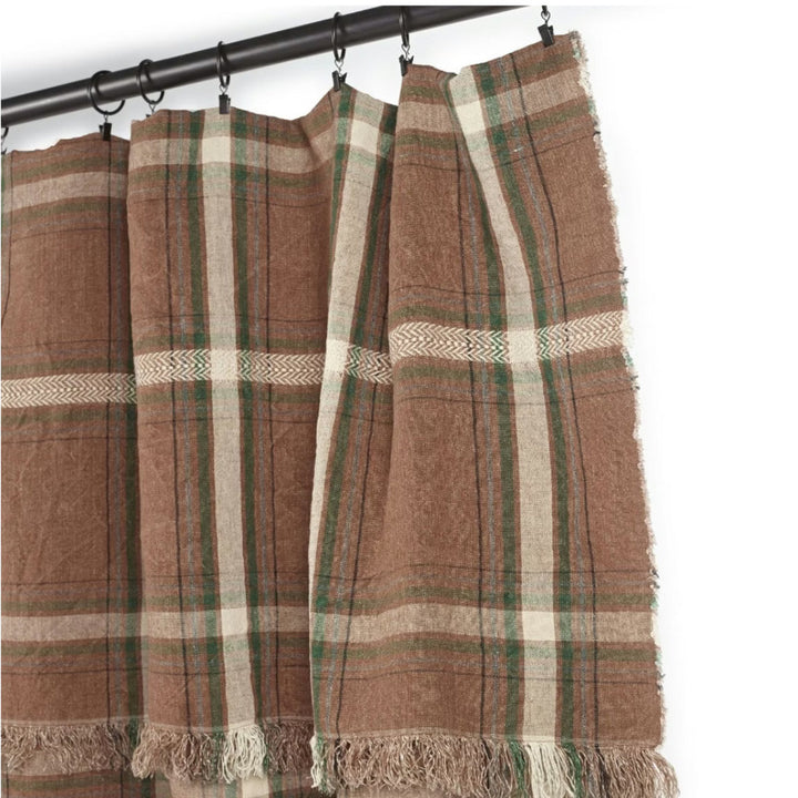 Rowan Check Linen Multi-Purpose Throw / Scarf / Curtain / Tablecloth | 140 × 180 cm