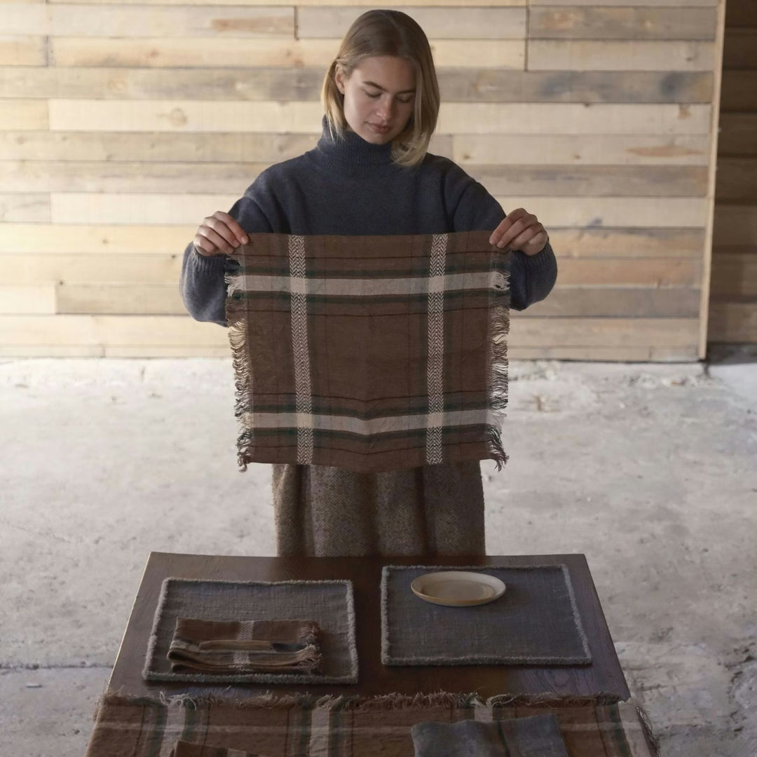 Rowan Check Belgian Linen Napkins | 43 x 43cm | SET OF 6