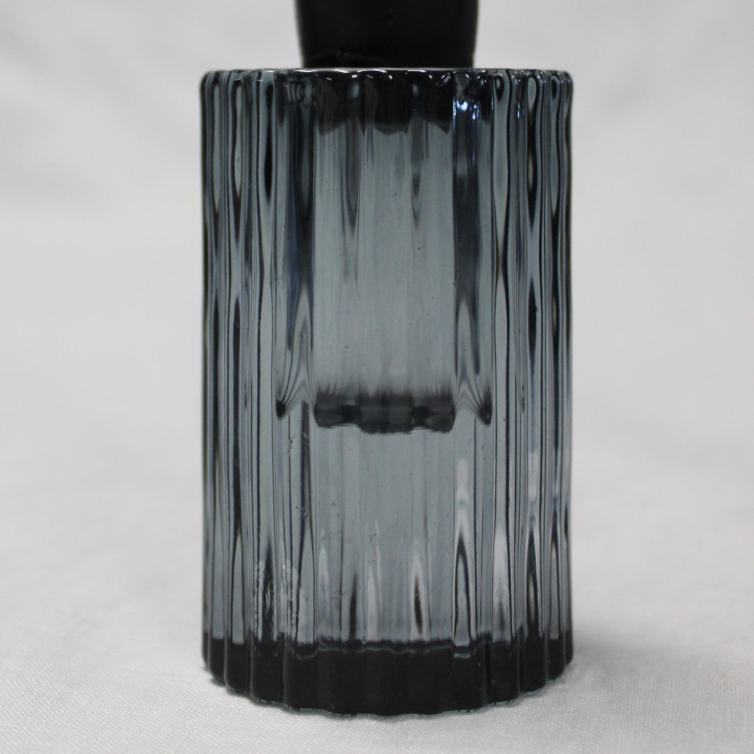 Ruffle Glass Candleholder | 8cm | Black