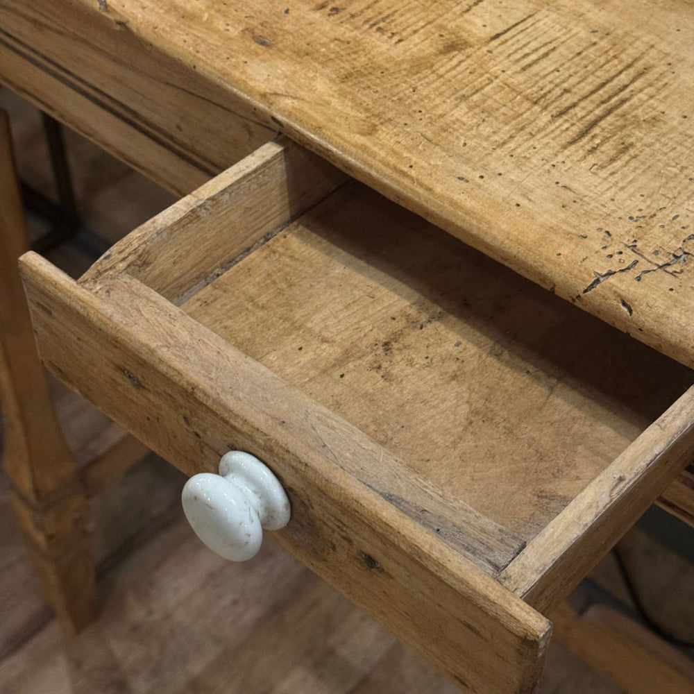 Rustic Pine Gallery Back Side Table with Drawer | 85Hx95Wx40Dcm - Suzie Anderson Home