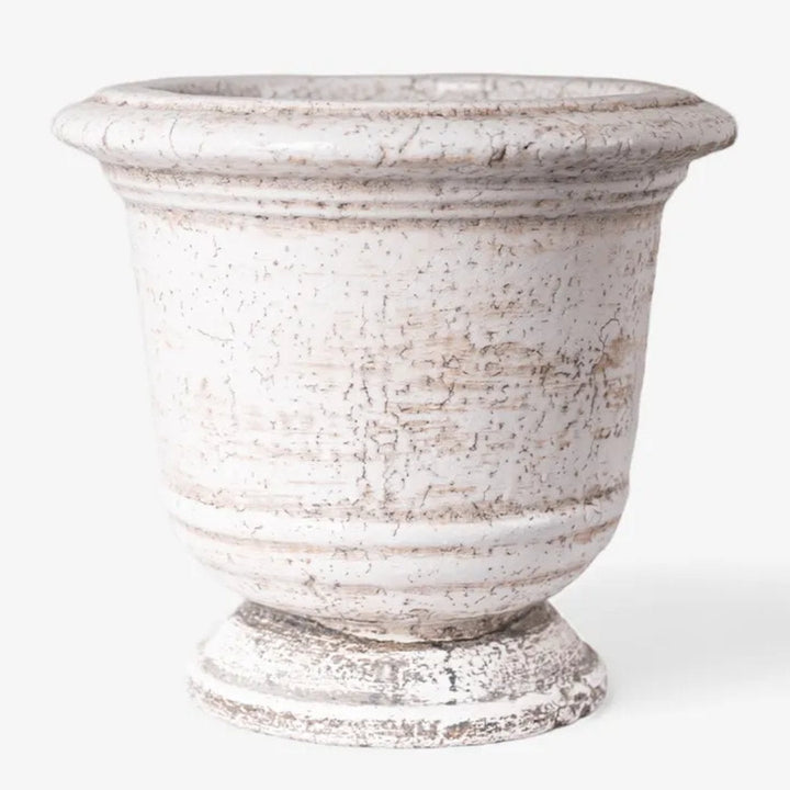 Rustic White Planter Urn | Large W30 x H28cm - Suzie Anderson Home