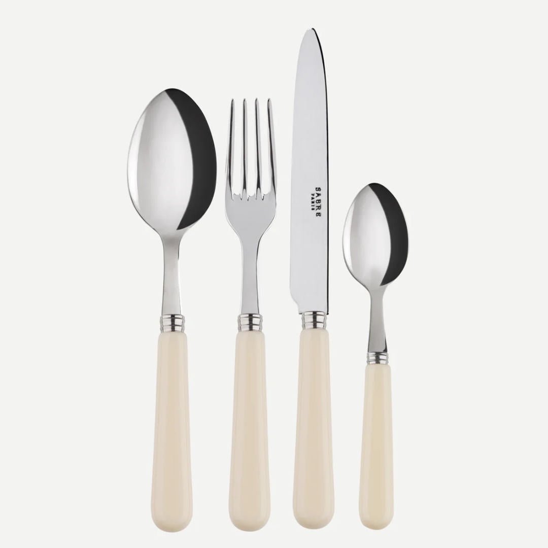 Sabre | Pop Unis | Ivory | 4pc Dinner Fork, Dinner Knife, Soup Spoon, Teaspoon - Suzie Anderson Home