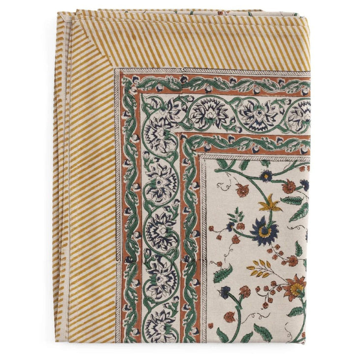 Samode Ochre Blue/Green Cotton Tablecloth | 150 x 350cm - Suzie Anderson Home
