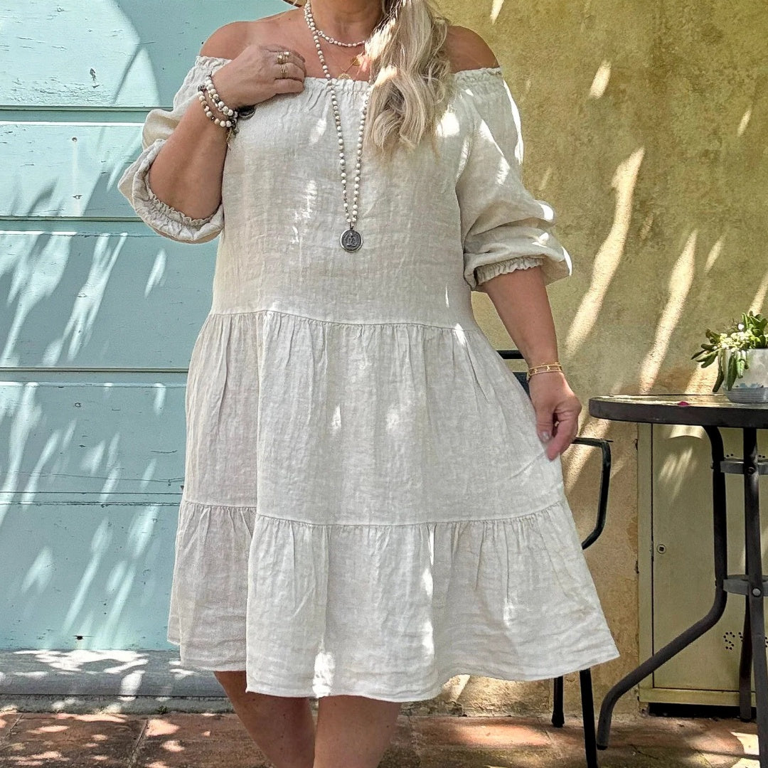 Bypias | Abby Linen Midi Dress | Sand