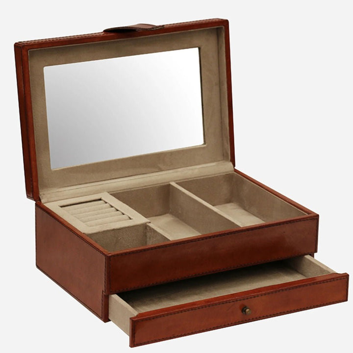 Savoy Leather Jewellery Box with Drawer - Suzie Anderson Home