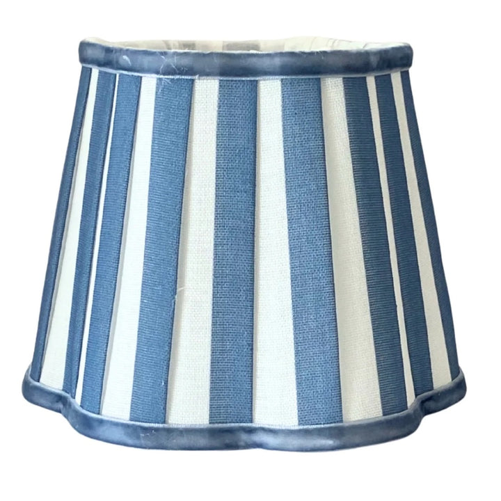 Ocean Blue Stripe Scalloped Lamp Shade  - For Rechargeable Lamp Base Only