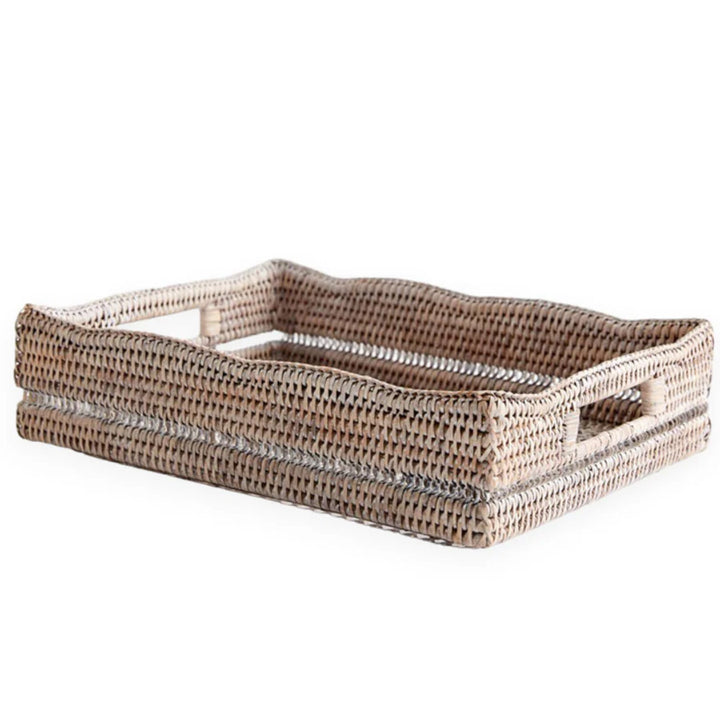 Lace Rattan Tray | White Wash | 38 x 28 x 10 cm