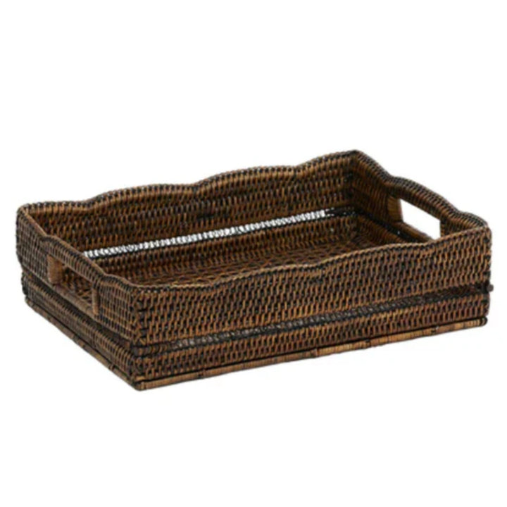 Lace Rattan Tray | Antique Brown | 38 x 28 x 10 cm