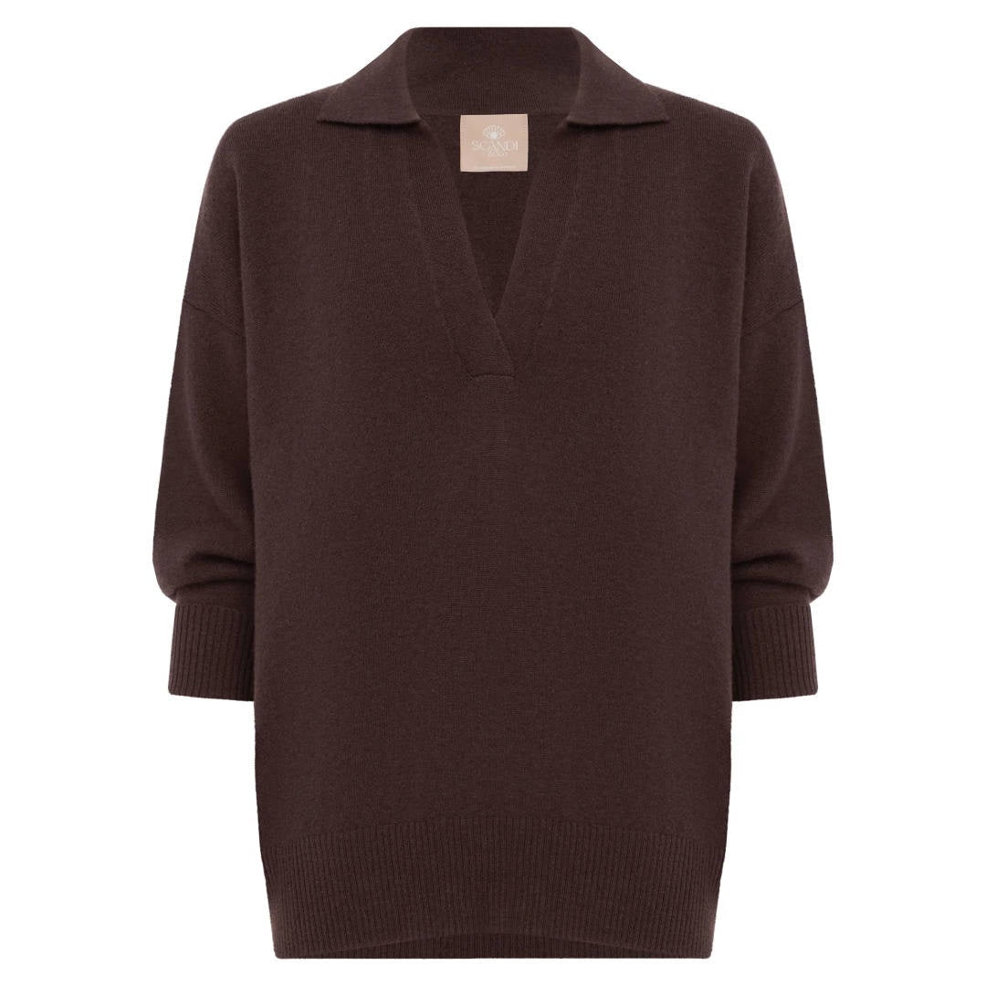 Scandi & Co Camila Wool Cashmere Knit Sweater – Dark Chocolate - Suzie Anderson Home