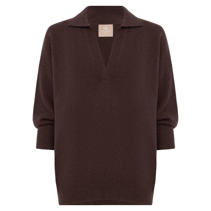 Scandi & Co Camila Wool Cashmere Knit Sweater – Dark Chocolate - Suzie Anderson Home