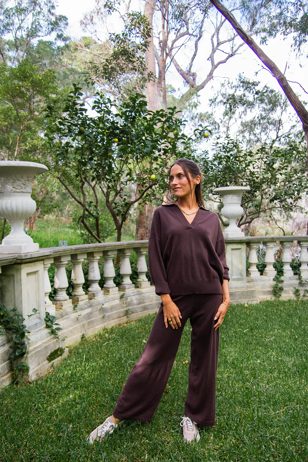 Scandi & Co Camila Wool Cashmere Knit Sweater – Dark Chocolate - Suzie Anderson Home