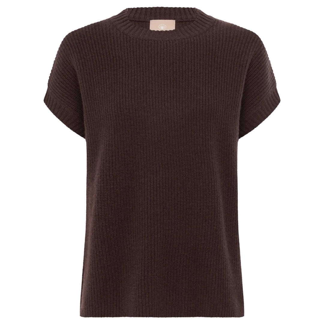 Scandi & Co Joyce Wool Cashmere Knit Top – Dark Chocolate - Suzie Anderson Home