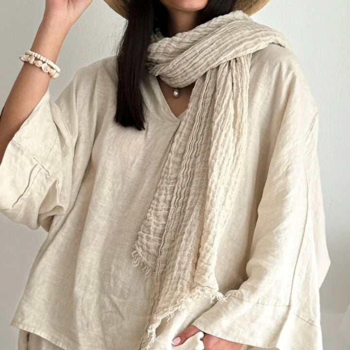 Bypias | Boho Mesh Linen Scarf | Sand