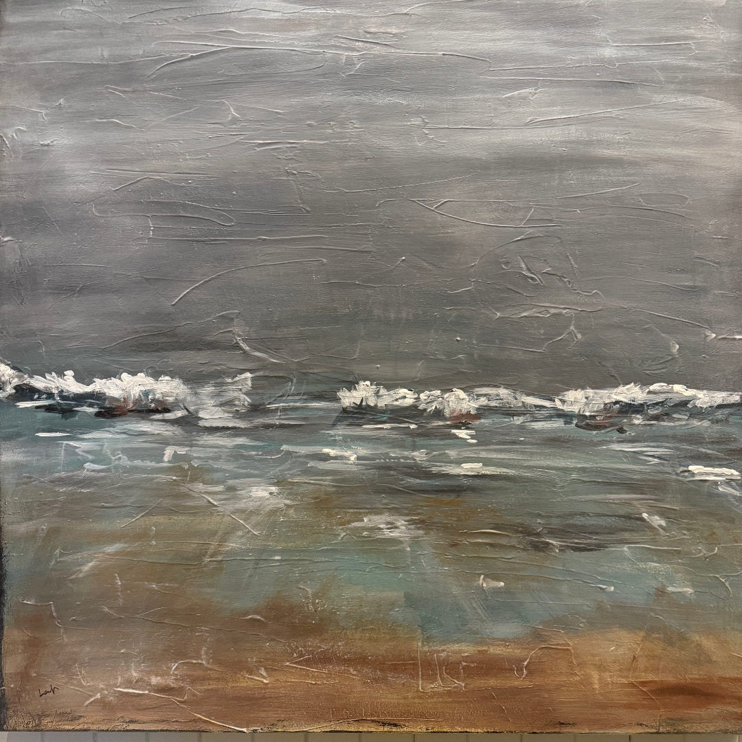 Sea View | "Zeezicht" | Laura Hayes Mixed Media on Canvas | 92 x 92cm - Suzie Anderson Home