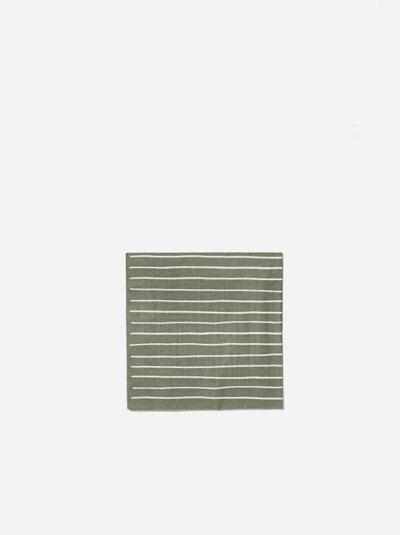 Stripe Paper Dinner Napkins | Pack of 20 | Olive