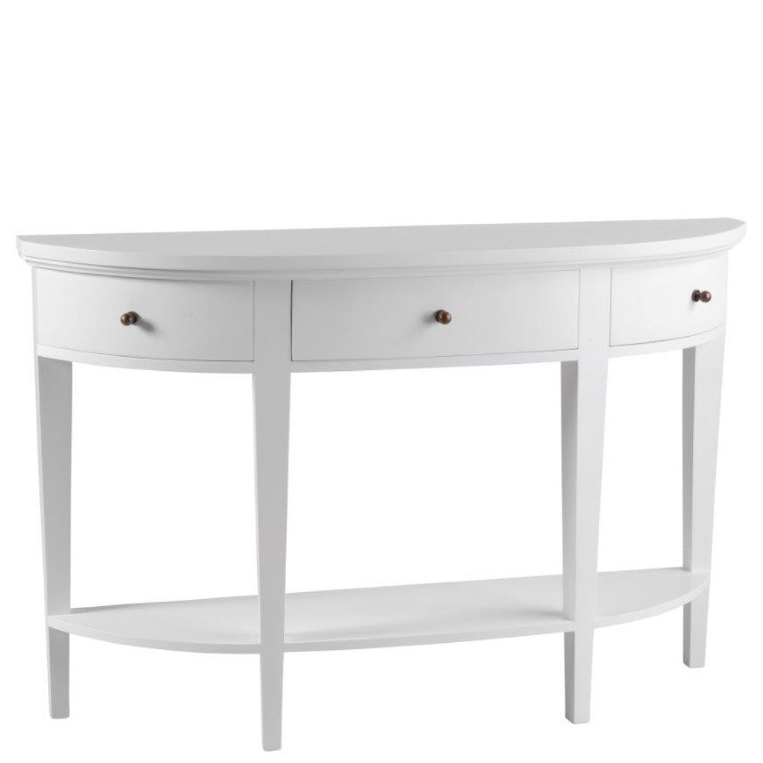 Semicircular Hall Table | White Mahogany - Suzie Anderson Home