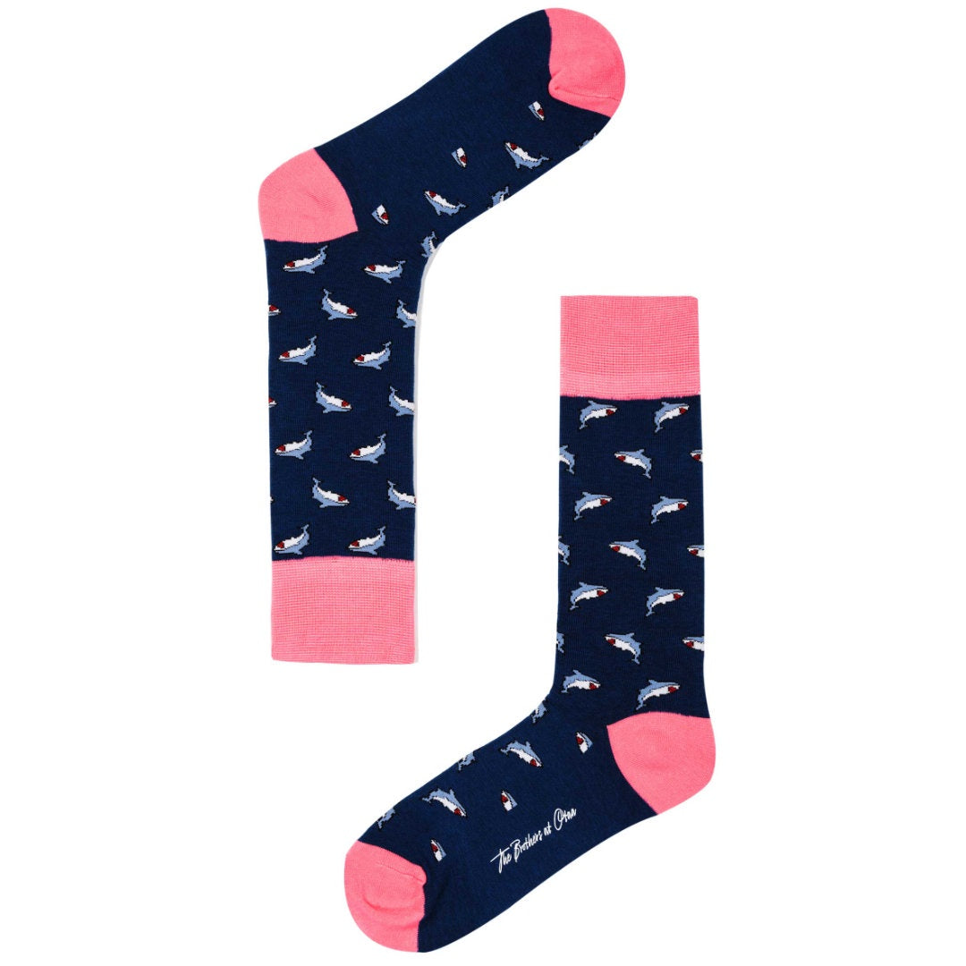 Shark Blue Cotton Blend Socks-Suzie Anderson Home