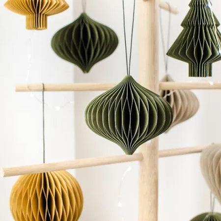 Olive Green Paper Tree Ornament | 10cm