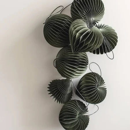 Olive Green Paper Tree Ornament | 10cm