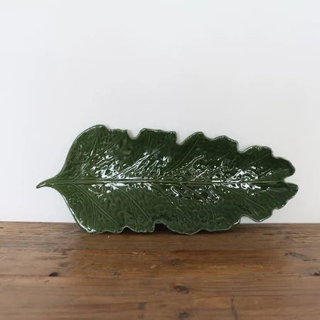 Ceramic Green Vine Leaf Platter
