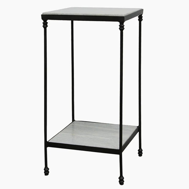 Elaine Narrow Side Table | Black/Marble | W30 x D30 x H61cm