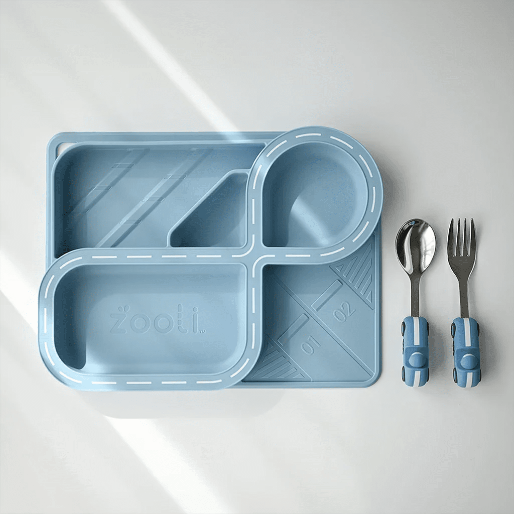 Silicon Racetrack Childrens Dinnerset | Powder Blue - Suzie Anderson Home