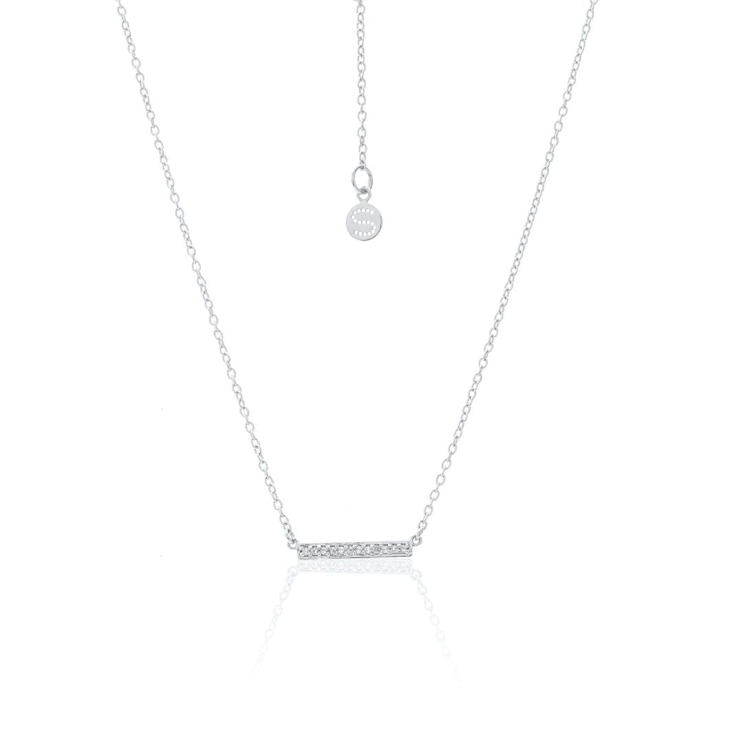 Silk & Steel | Bar Necklace | White Topaz/Silver - Suzie Anderson Home