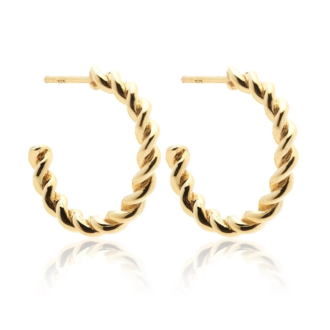 Silk & Steel | Rope Twist Half Hoops | Gold Plated - Suzie Anderson Home