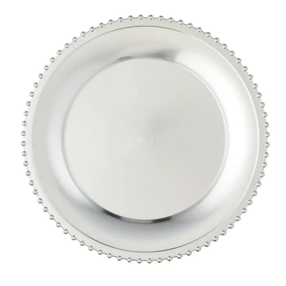 Silver Fluted 33cm PE Charger Plate