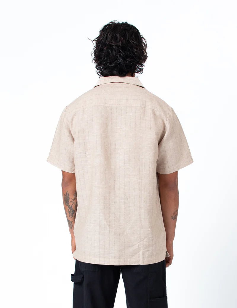 Simple | Aloha Cuban Short Sleeve Shirt | Sand Stripe - Suzie Anderson Home