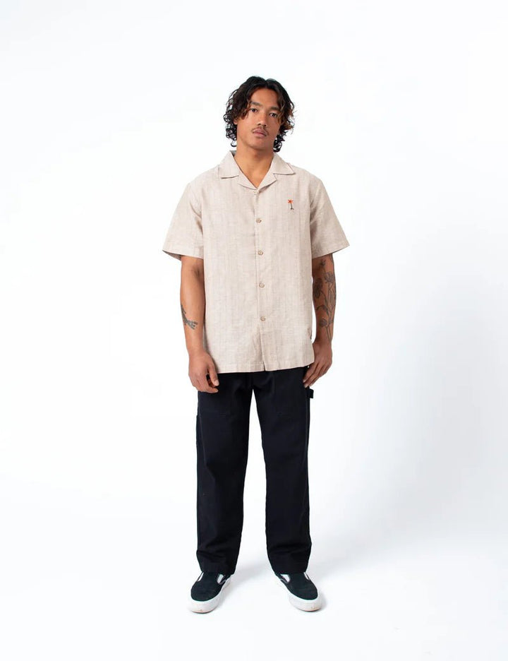 Simple | Aloha Cuban Short Sleeve Shirt | Sand Stripe - Suzie Anderson Home