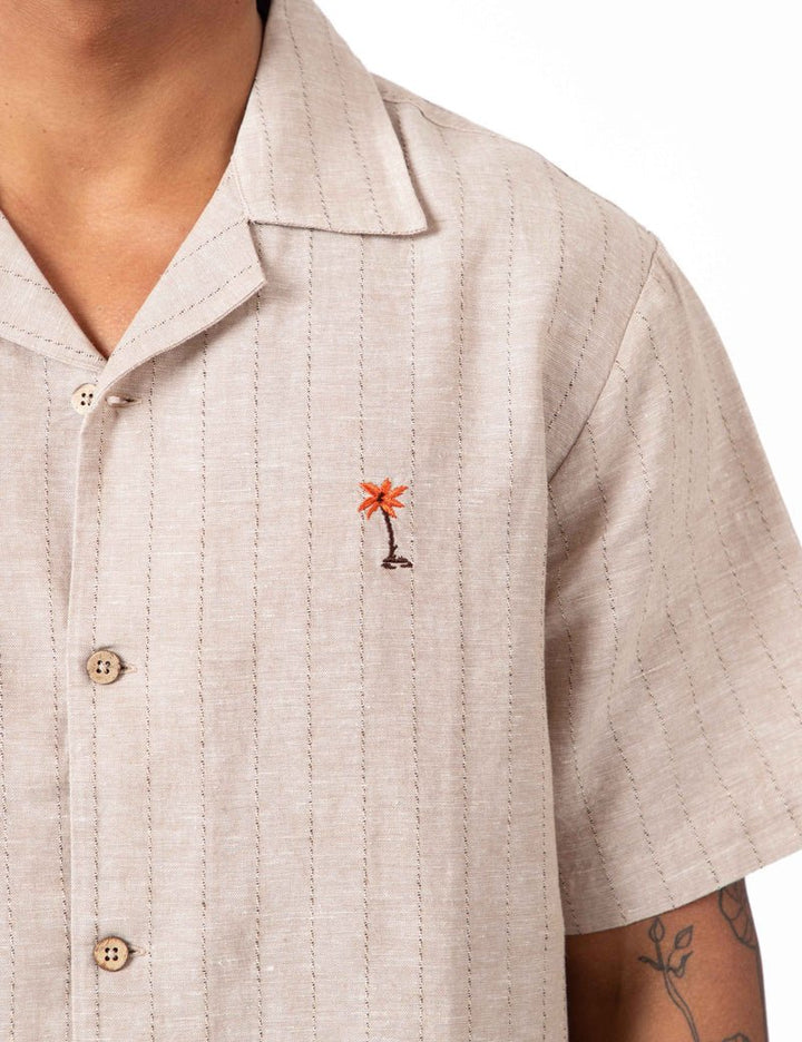 Simple | Aloha Cuban Short Sleeve Shirt | Sand Stripe - Suzie Anderson Home