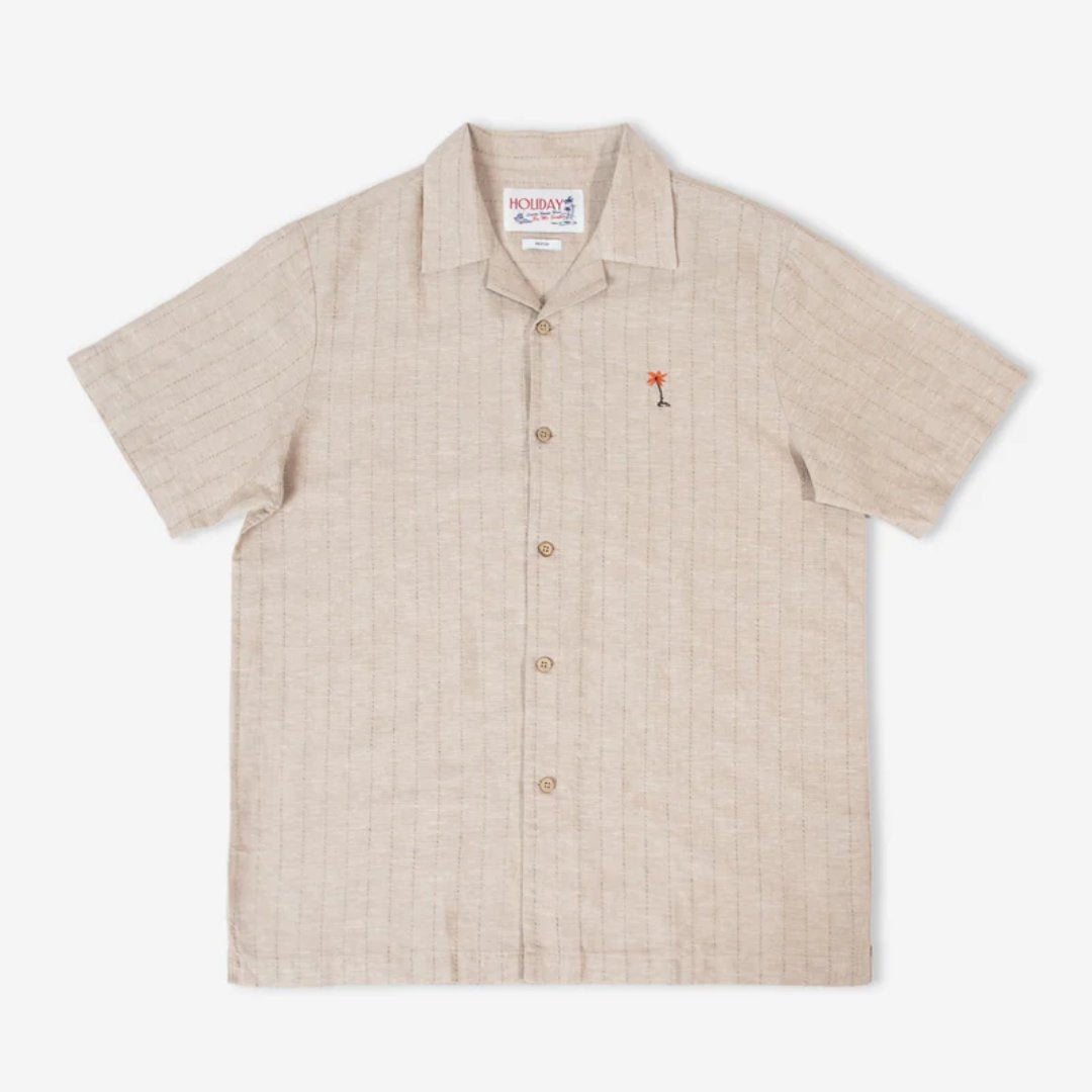 Simple | Aloha Cuban Short Sleeve Shirt | Sand Stripe - Suzie Anderson Home