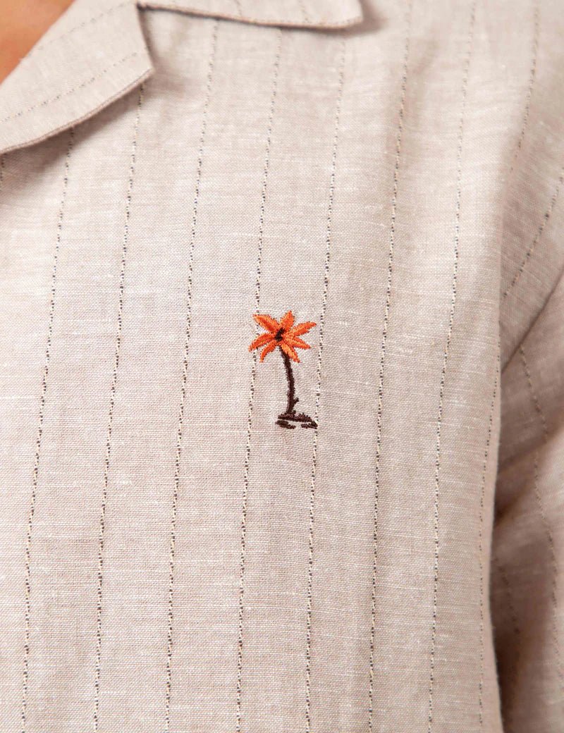 Simple | Aloha Cuban Short Sleeve Shirt | Sand Stripe - Suzie Anderson Home