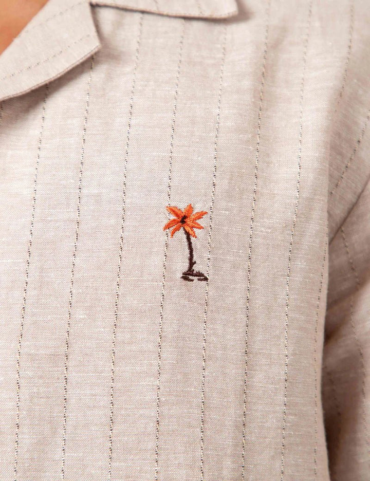 Simple | Aloha Cuban Short Sleeve Shirt | Sand Stripe - Suzie Anderson Home