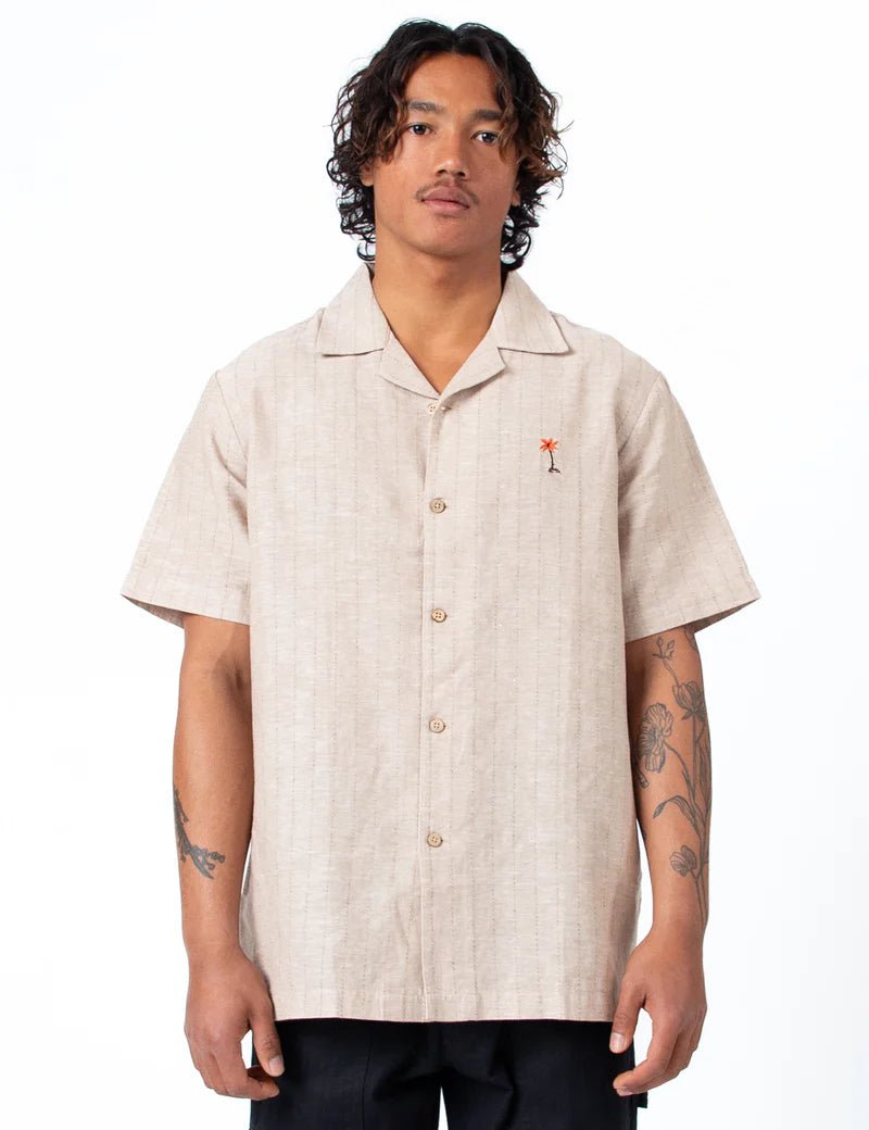 Simple | Aloha Cuban Short Sleeve Shirt | Sand Stripe - Suzie Anderson Home