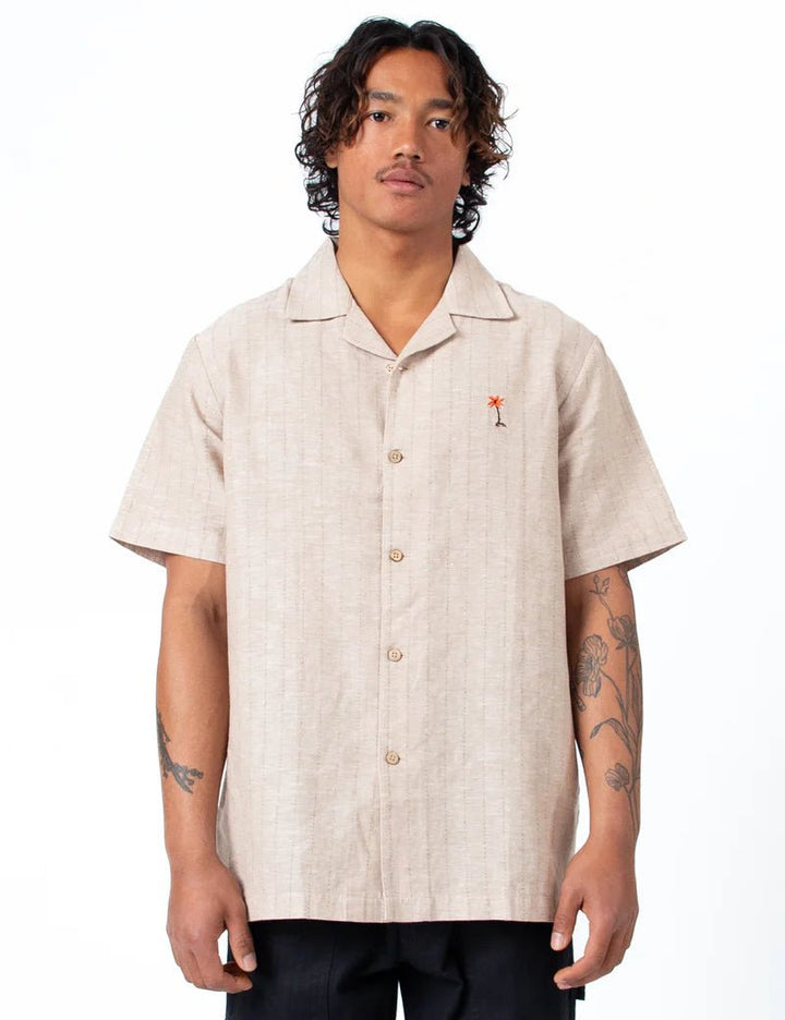Simple | Aloha Cuban Short Sleeve Shirt | Sand Stripe - Suzie Anderson Home