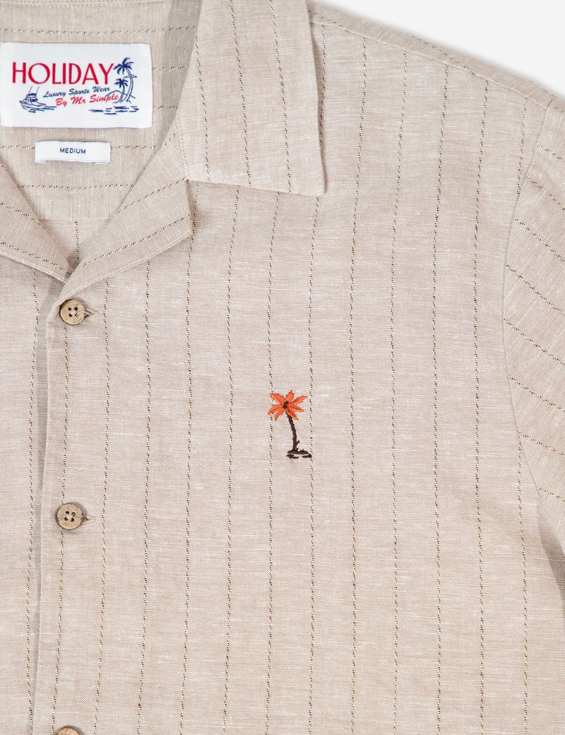 Simple | Aloha Cuban Short Sleeve Shirt | Sand Stripe - Suzie Anderson Home