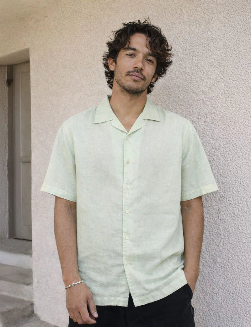 Simple | Cuban Linen Short Sleeve Shirt | Fog Green - Suzie Anderson Home