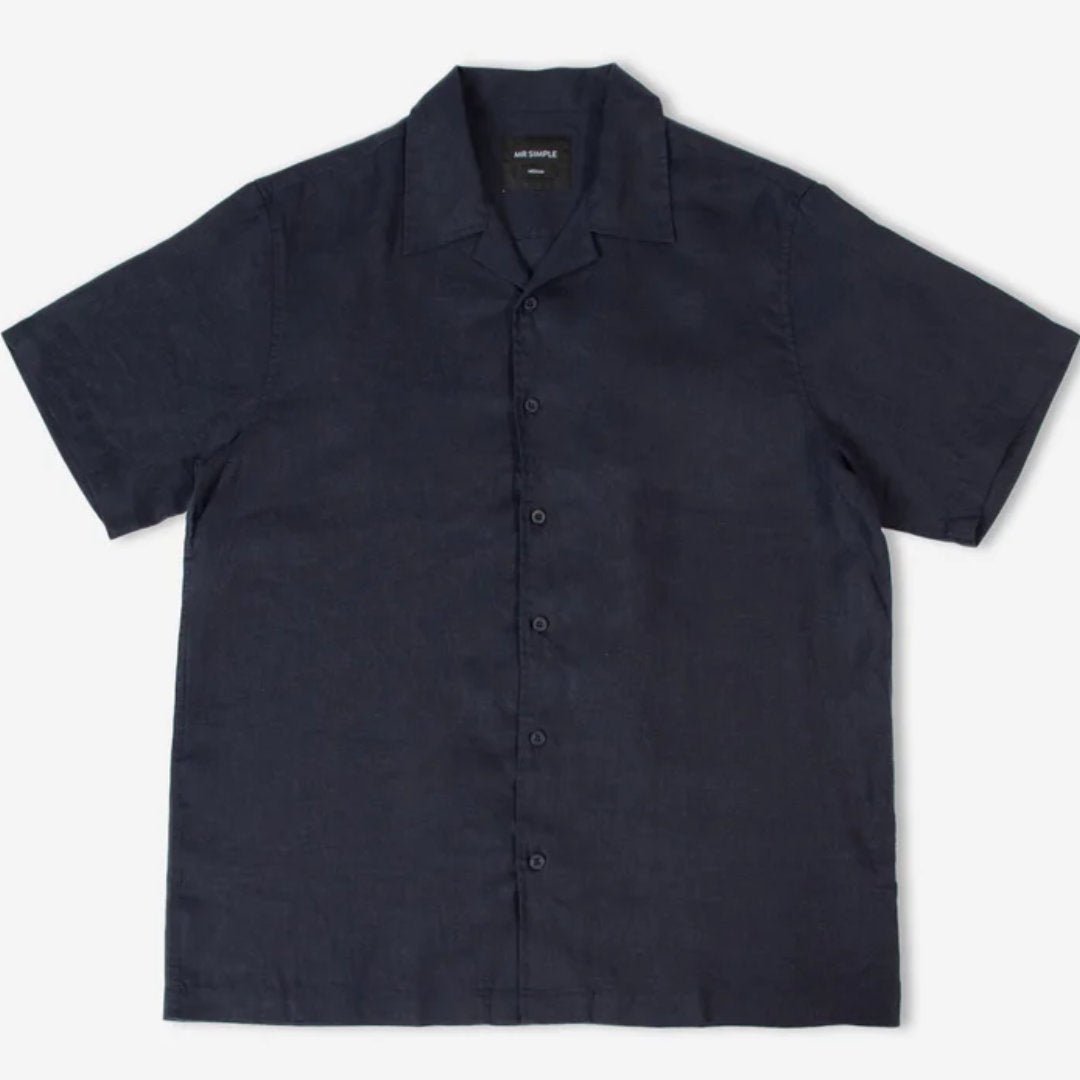 Simple | Cuban Linen Short Sleeve Shirt | Navy - Suzie Anderson Home