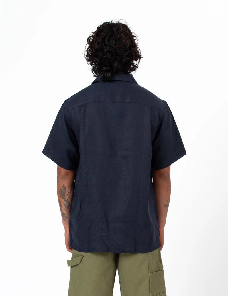 Simple | Cuban Linen Short Sleeve Shirt | Navy - Suzie Anderson Home
