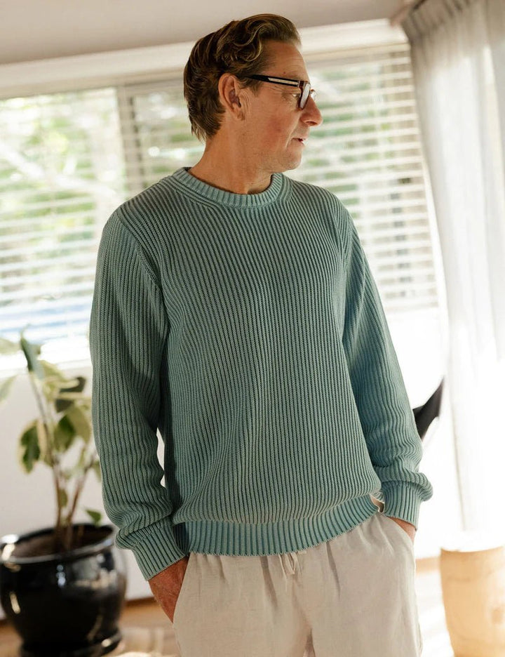 Simple | Fisher Knit Crew Neck Pullover | Blue Smoke - Suzie Anderson Home