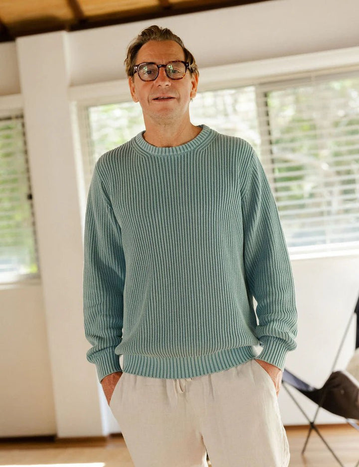 Simple | Fisher Knit Crew Neck Pullover | Blue Smoke - Suzie Anderson Home