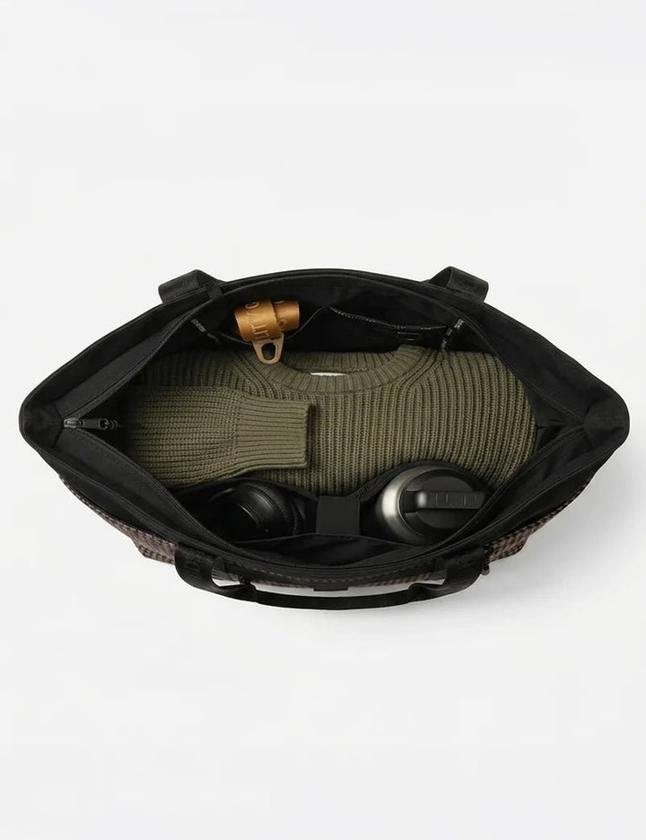 Simple | Jasper Houndstooth Weekender Bag | Charcoal/Tan - Suzie Anderson Home