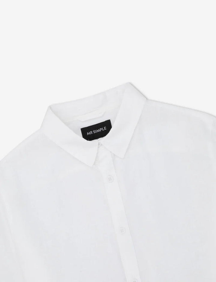 Simple | Linen long sleeve shirt | White - Suzie Anderson Home