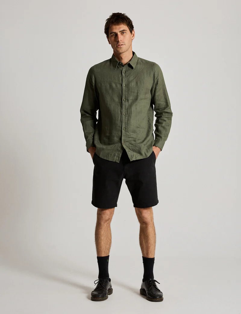 Simple | Men’s Linen long sleeve shirt | Fatigue - Suzie Anderson Home