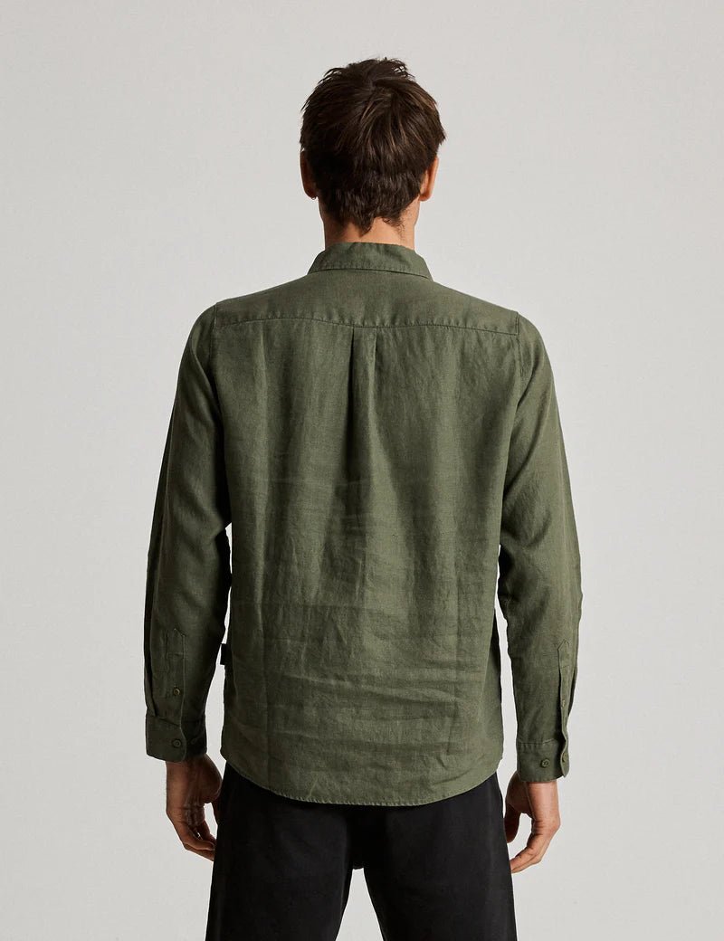 Simple | Men’s Linen long sleeve shirt | Fatigue - Suzie Anderson Home