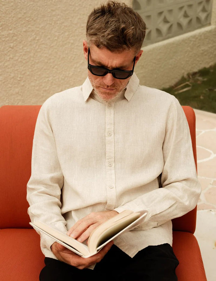 Simple | Men’s Linen Long Sleeve Shirt | Natural - Suzie Anderson Home
