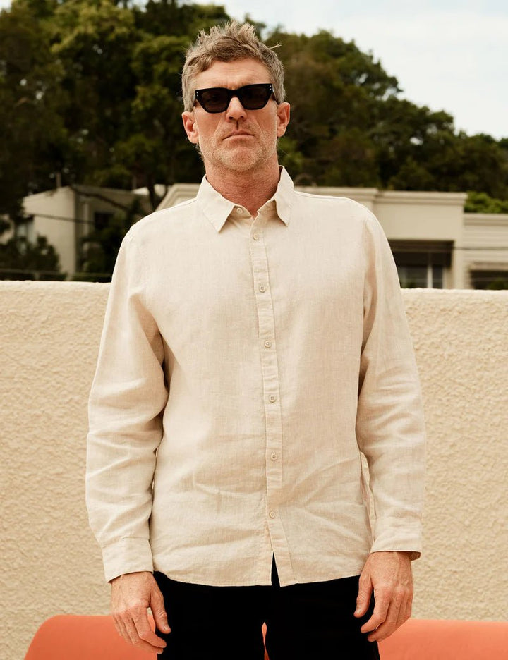 Simple | Men’s Linen Long Sleeve Shirt | Natural - Suzie Anderson Home