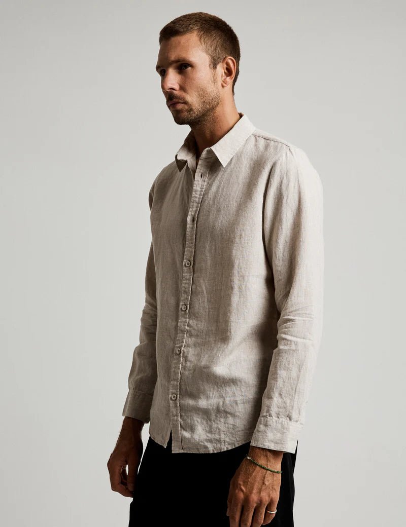 Simple | Men’s Linen Long Sleeve Shirt | Natural - Suzie Anderson Home